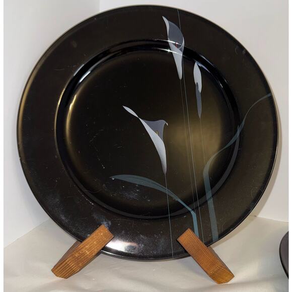 Mikasa Galleria Opus Black Calla Lily 12" Platter vintage discontinued - Picture 1 of 3